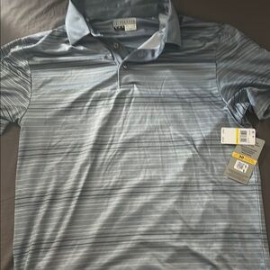 PGA Tour Men's Striped Gray Polo Shirt